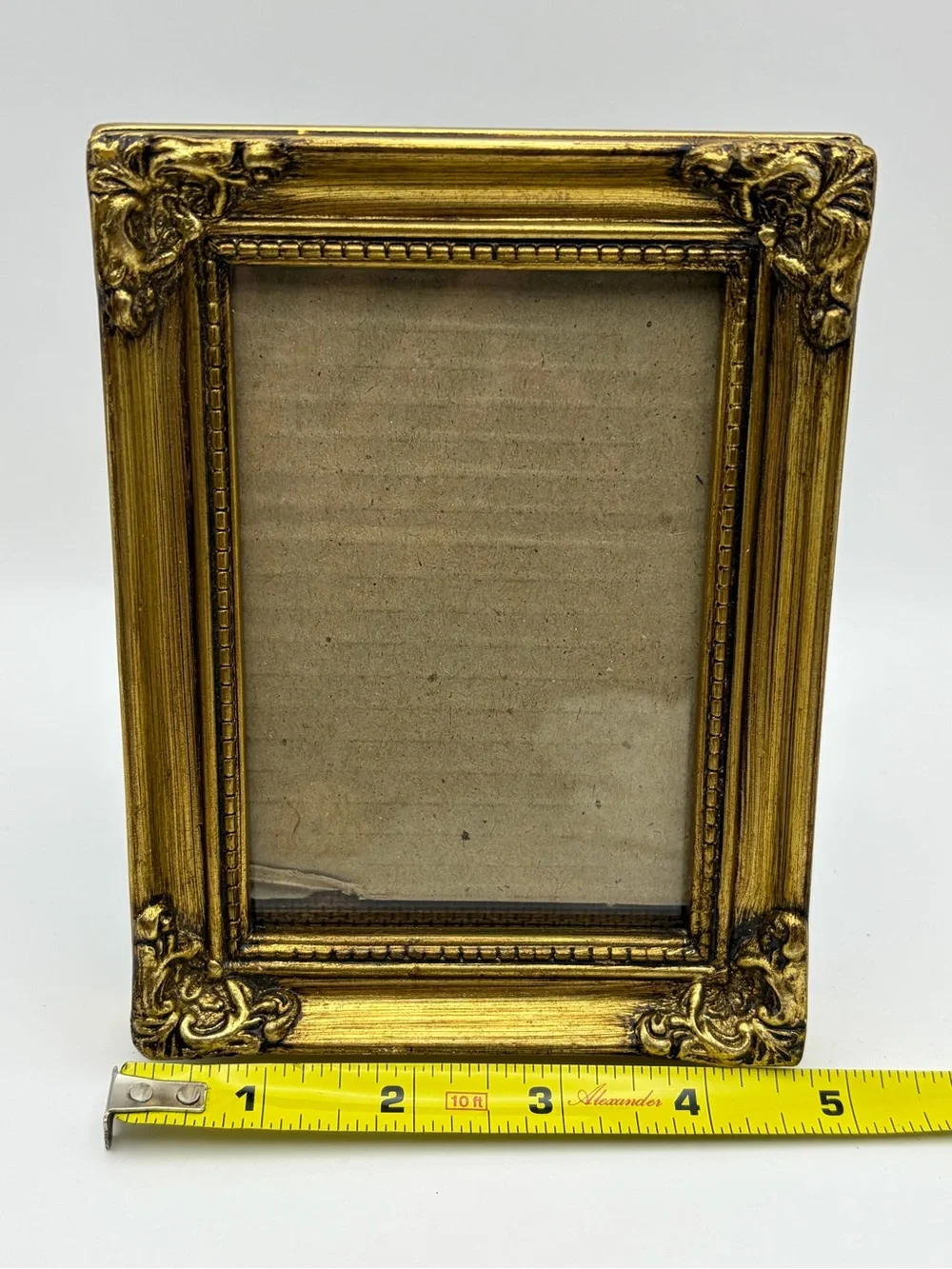 Vintage, Fetco Int. Inc., Frame, Wooden, Brass Color, 3 x 4.75 with Glass